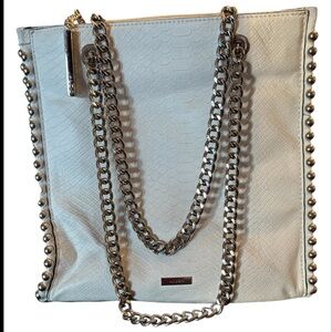 Aldo White Chain-Embellished Tote Bag